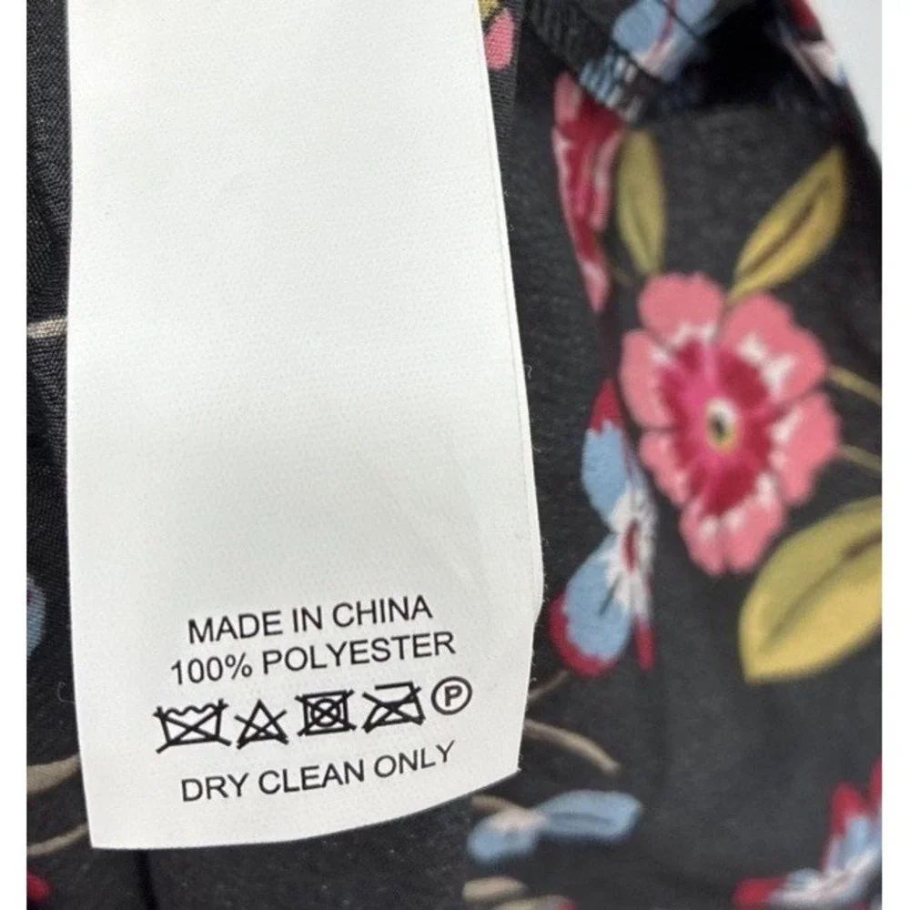 Kate Spade Black Floral Ruffle Sleeveless Blouse Sz XS Burton Up